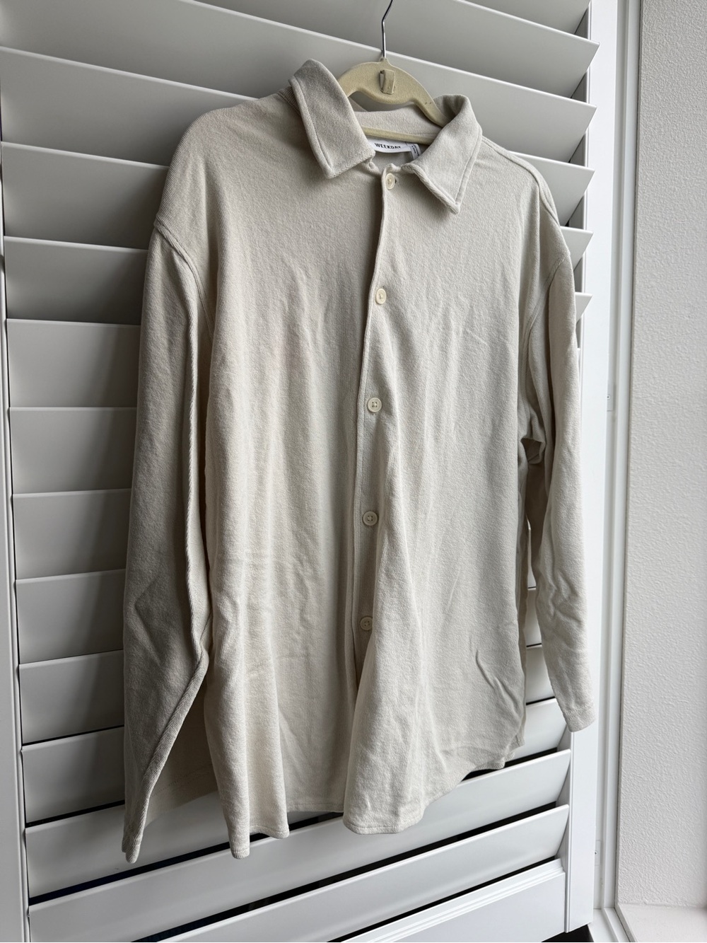 Weekday Cream Button-Up Jacket Shirt